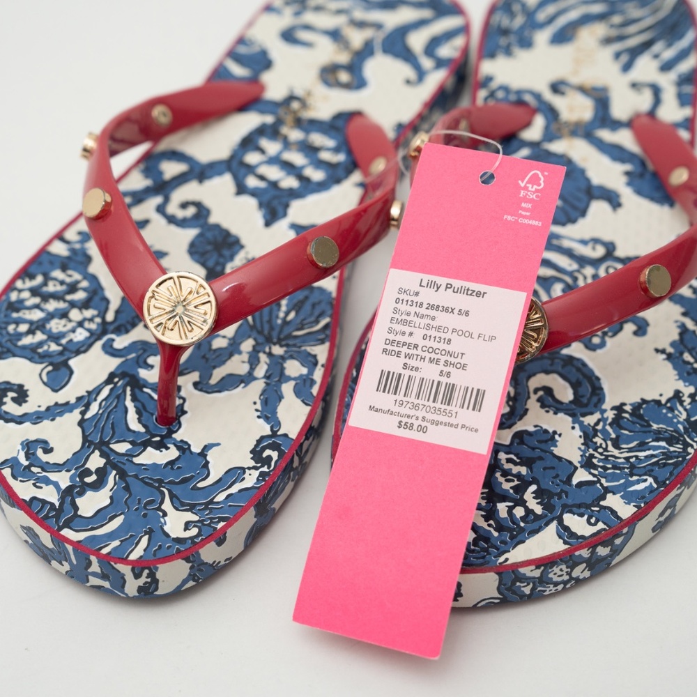 Lilly Pulitzer - Embellished Pool Flip Flops - Picture 2 of 5